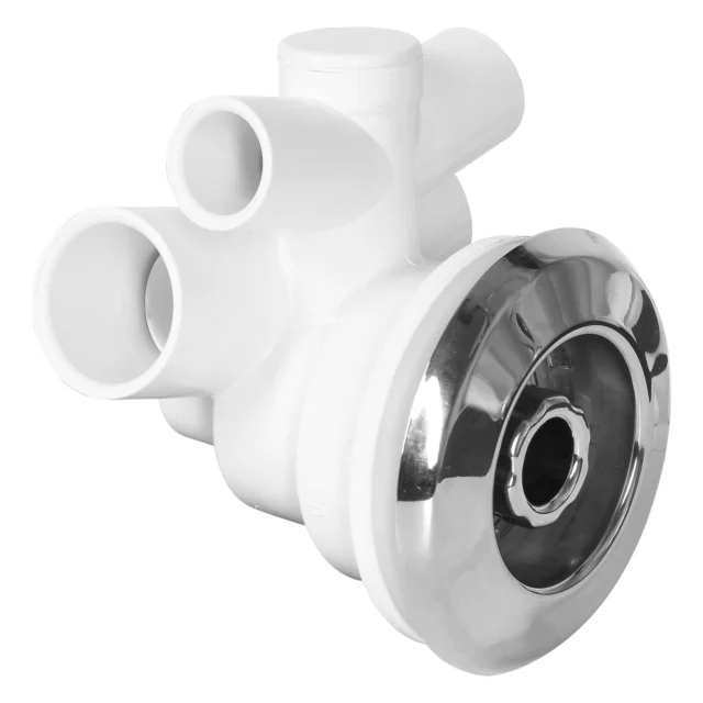 Dysza do hydromasażu jacuzzi Ø90 mm AISI 304 – regulowana (zamykanie przepływu) | na wąż Ø32 i Ø20, otwór 64 mm